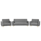 Sofa Set Samtstoff grau goldene Beine 5-Sitzer ABERDEEN