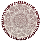 Teppich Baumwolle creme / rot ø 120 cm Mandala-Muster Kurzflor AYAKLI