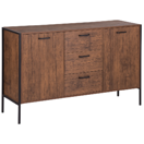 Sideboard dunkler Holzfarbton / schwarz 3 Schubladen 2 Schränke TIFTON