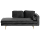 Chaiselongue Samtstoff schwarz rechtsseitig MIRAMAS