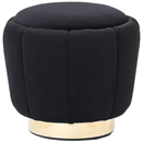 Pouf Samtstoff schwarz goldener Metallfuss ? 43 cm IRVING