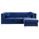 Ecksofa Samtstoff linksseitig blau TIMRA