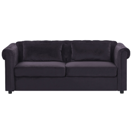 Schlafsofa 3-Sitzer Samtstoff schwarz CHESTERFIELD