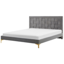 Doppelbett Samtstoff grau 180 x 200 cm LIMOUX