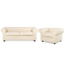 Sofa Set Leder creme 4-Sitzer CHESTERFIELD