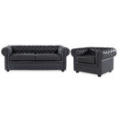 Sofa Set Leder schwarz 4-Sitzer CHESTERFIELD