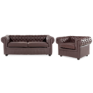 Sofa Set Leder braun 4-Sitzer CHESTERFIELD