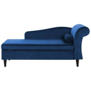 Chaiselongue Samtstoff marineblau rechtsseitig LUIRO