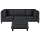 3-Sitzer Sofa Polsterbezug dunkelgrau mit Ottomane FEVIK