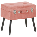 Hocker mit Stauraum rosa Cord Koffer-Design MALLARD