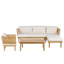 Lounge Set Akazienholz hellbraun 4-Sitzer Auflagen cremeweiss CREMONA