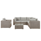 Lounge Set Rattan taupe 6-Sitzer linksseitig Auflagen hellgrau CONTARE