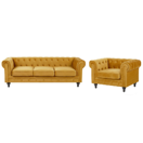 Sofa Set Samtstoff senfgelb 4-Sitzer CHESTERFIELD