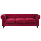 3-Sitzer Sofa Samtstoff dunkelrot CHESTERFIELD