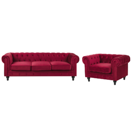 Sofa Set Samtstoff dunkelrot 4-Sitzer CHESTERFIELD