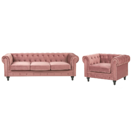 Sofa Set Samtstoff rosa 4-Sitzer CHESTERFIELD