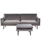 3-Sitzer Sofa Samtstoff mit Ottomane grau VINTERBRO