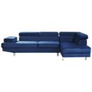 Ecksofa Samtstoff marineblau linksseitig 5-Sitzer NORREA