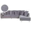 Ecksofa Cord linksseitig grau 4-Sitzer LUNNER