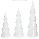 Dekofigur Glas weiss Weihnachtsbaum mit LED-Beleuchtung 3er Set KIERINKI