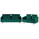 Sofa Set Samtstoff grün 5-Sitzer mit goldenen Beinen MAURA