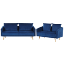 Sofa Set Samtstoff dunkelblau 5-Sitzer MAURA