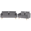 Sofa Set Samtstoff grau 5-Sitzer mit goldenen Beinen MAURA