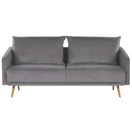 3-Sitzer Sofa Samtstoff grau mit goldenen Beinen MAURA