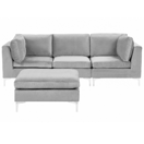 3-Sitzer Sofa Samtstoff mit Ottomane grau EVJA