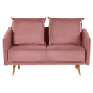 2-Sitzer Sofa Samtstoff rosa mit goldenen Beinen MAURA