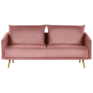 3-Sitzer Sofa Samtstoff rosa mit goldenen Beinen MAURA