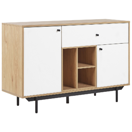 Sideboard heller Holzfarbton / weiss 2 Schränke Schublade ITACA