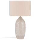 Tischlampe Keramik beige 57 cm Trommelform SALZA