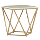 Beistelltisch beige / gold Marmor Optik quadratisch 50 x 50 cm MALIBU