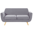 2-Sitzer Sofa Samtstoff abnehmbarer Bezug grau BERNES