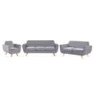 Sofa Set Samtstoff abnehmbarer Bezug grau 6-Sitzer BERNES