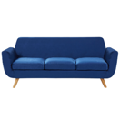 3-Sitzer Sofa Samtstoff abnehmbarer Bezug marineblau BERNES