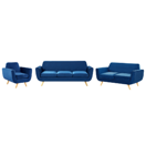 Sofa Set Samtstoff abnehmbarer Bezug marineblau 6-Sitzer BERNES