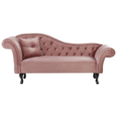 Chaiselongue Samtstoff rosa linksseitig LATTES