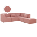 Ecksofa Cord rosa linksseitig mit Ottomane 4-Sitzer LEMVIG