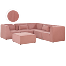 Ecksofa Cord rosa linksseitig mit Ottomane 5-Sitzer LEMVIG