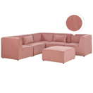 Ecksofa Cord rosa rechtsseitig mit Ottomane 5-Sitzer LEMVIG