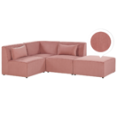 Ecksofa Cord rosa rechtsseitig mit Ottomane 3-Sitzer LEMVIG