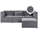 3-Sitzer Sofa Cord mit Ottomane grau LEMVIG