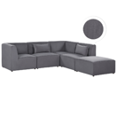 Ecksofa Cord grau linksseitig mit Ottomane 4-Sitzer LEMVIG