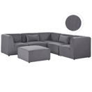 Ecksofa Cord grau linksseitig mit Ottomane 5-Sitzer LEMVIG