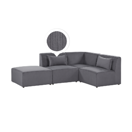 Ecksofa Cord grau linksseitig mit Ottomane 3-Sitzer LEMVIG