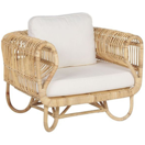 Gartensessel Rattan natürlich Auflage helles Beige DOLCEDO