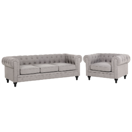 Sofa Set Polsterbezug hellgrau 4-Sitzer CHESTERFIELD