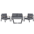 Lounge Set Aluminium 4-Sitzer Auflagen dunkelgrau DELIA